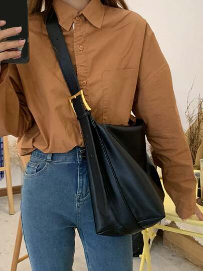 Túi Hobo cỡ lớn màu đen giả da mềm mại dành cho nữ, túi đeo chéo bằng da PU mịn kiểu retro có dây đeo điều chỉnh được, túi đeo vai đựng laptop đi làm hàng ngày, túi xách tay tối giản có khóa kéo, túi đeo chéo thời trang hàng ngày, túi xô đa năng dùng cho văn phòng, trường học, đại học, túi tote lớn chống thấm nước bền chắc.
