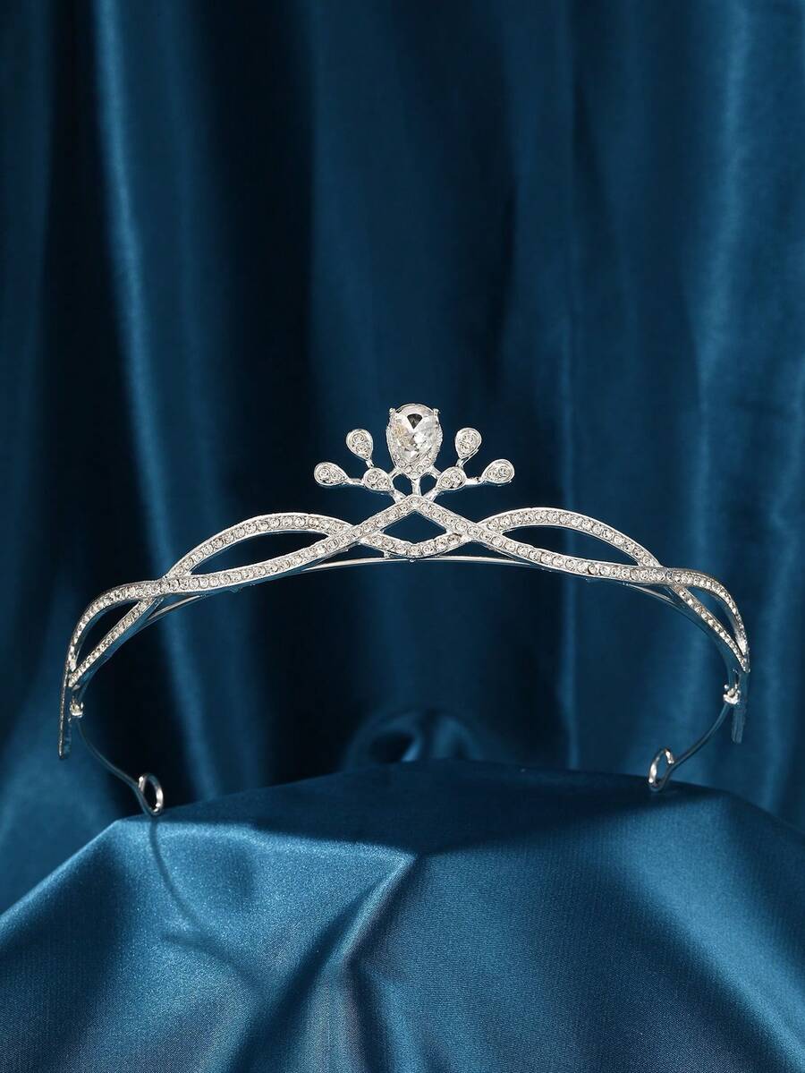 Tocado de corona de plata para mujer, accesorio para el cabello para fiesta de cumpleaños y boda - Plateado - Ver 1