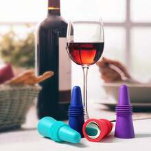 2pcs Stainless Steel Base Silicone Wine/Champagne Bottle Stoppers, Wine Preservation Tools - Multicolor - View 13
