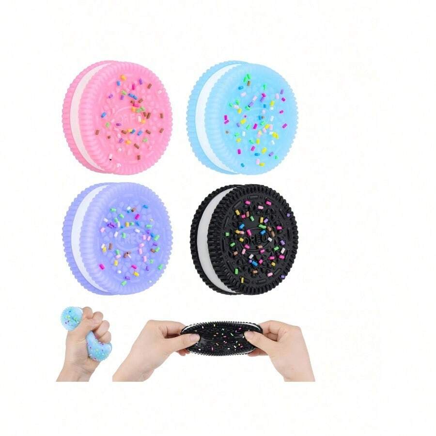 4Pack Taba Squishy Fidget Toys,Cookie Taba Squishy Toys,Ultra-Soft Stress Relief Toys For Adult,Sensory Toys With Cute Design,Anxiety Relief Party Favors - 菸草 - 查看 1
