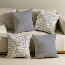 4pcs Bohemian Style Sofa Bed Headboard Pillow Covers, Soft Linen Printed Cushion Covers, 45x45cm, Without Pillow Insert, Simple Gift, Sofa Cushion, Star, Decorative Style, Prayer Rug, Easy To Use, Pillow, Sofa Pillow, Home Decor - New Gray - View 20