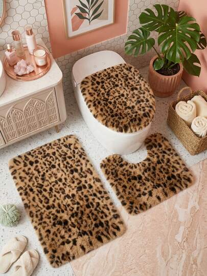 1 pieza Alfombra redonda de piel de leopardo sintética, decoración de dormitorio de amor y curación, alfombra pequeña, alfombra, decoración del hogar, alfombra de sala de estar, alfombra pequeña de sala de estar, alfombra de dormitorio, decoración del hogar de sala de estar, alfombra de exterior, alfombra lavable