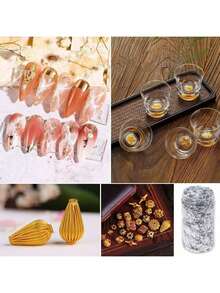 1pc Golden Foil Golden Foil Shards Decoration, Golden Foil Paper Decoration, Painting Candles DIY Crafts Party Decor,Shiny Metal Flakes Nail Charms,For Decoration Only - View 4