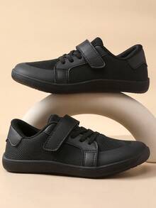 1 Pair Children's Casual Sneakers, Non-Slip , Wide Toe Box, Lightweight & Soft, Minimalist Mesh Breathable Design, Suitable For Daily Wear - Black - View 7