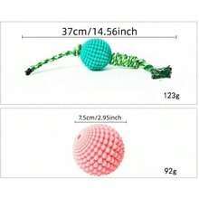 New Dog Toy, Durable Chew Rope Knot Teeth Cleaning Interactive Tug Of War TPR Toy Pet Ball - Multicolor - View 4