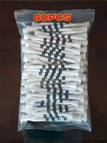 1 Set Of 20/40/60pcs High Quality Bamboo Golf Tees - 2.74 Inch Durable And Flexible White With Black Stripes - Suitable For Practice And Tournament Use, Golf Accessories Tees - 1 Set - Multicolor - View 10