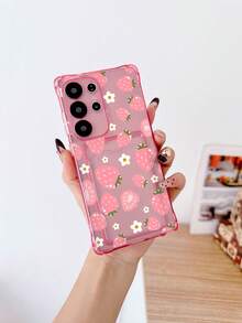1 chiếc ốp lưng điện thoại TPU màu hồng trong suốt họa tiết dâu tây, chống sốc, có ngăn đựng thẻ, tương thích với Apple 6s, 7, 8 Plus, X, XR, XS, 11, 12, 13, 14, 15, 16, 17 Pro Max Mini Plus Air, Galaxy A14, A54, A56, A31 4G, A23, Note 8 Pro, Note 14 Pro 4G, Note 12 4G, A98, S24, S25 Ultra, 15 Pro Ultra, 17 Pro Max - Nhiều màu - Xem 1