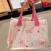 1pc High School Student Cute Lunch Bag, Insulated Lunch Box Bag For Office Worker, Student, Large Capacity, Waterproof Material, Thick Insulation, Portable Carry Handle School Supplies - High-value Lunch Bag - View 11