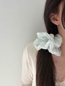 1pc Cute Floral Polyester Hair Scrunchie, Fresh Floral Design, Suitable For All Seasons,Festival,Party - Multicolor - View 8