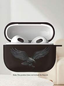 Eagle Print Earphone Protective Case, Matte Finish Anti-Drop Earphone Cover, Compatible With AirPods 2/3/4/Pro/Pro2/Pro3, Great Gift For Friends On Birthday And Holidays - Black - View 5