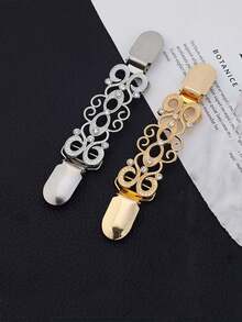 Bộ 4 chiếc khăn choàng len thời trang, kẹp cổ áo cardigan kiểu retro, kẹp thắt eo áo sơ mi, trâm cài quần áo nữ. - vàng và bạc - Xem 2