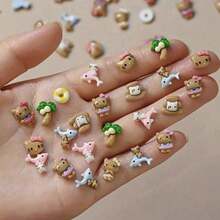SANRIO 50 pezzi di decorazioni per unghie con gatti e caffè, ornamenti carini in resina a tema cartone animato, adatti per decorazioni per feste, regali, spiaggia, matrimoni - Multicolore - Visualizzare 3