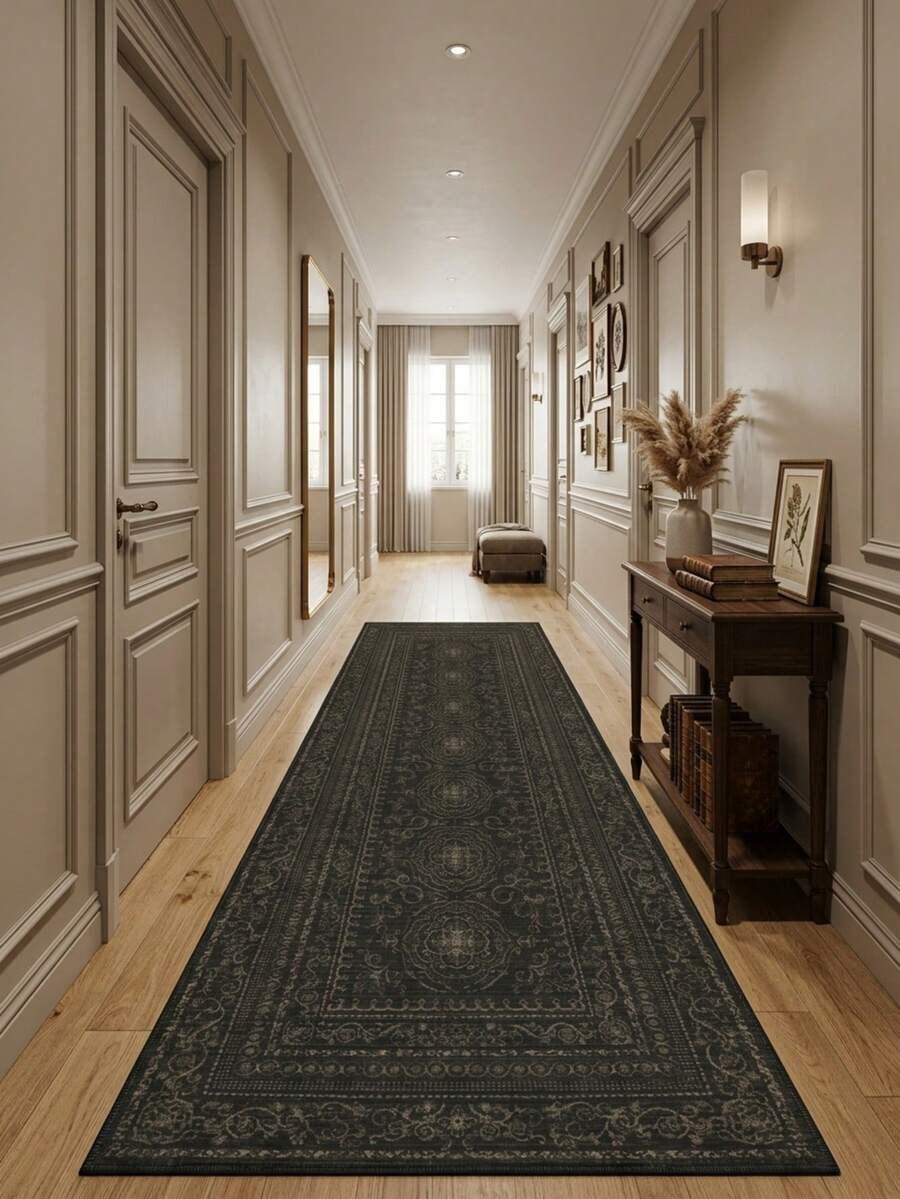 Tapete vintage marroquino-boêmio listrado floral (1 peça), macio e lavável, ideal para banheiro, cozinha, hall de entrada, corredor, quarto e sala de estar. Decoração versátil para casa. - Multicolorido - Ver 1