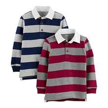 Simple Joys by  Paquete de 2 Camisas de Rugby de Manga Larga a Rayas Conjunto de Playera Niños - 2 años - Ver 1