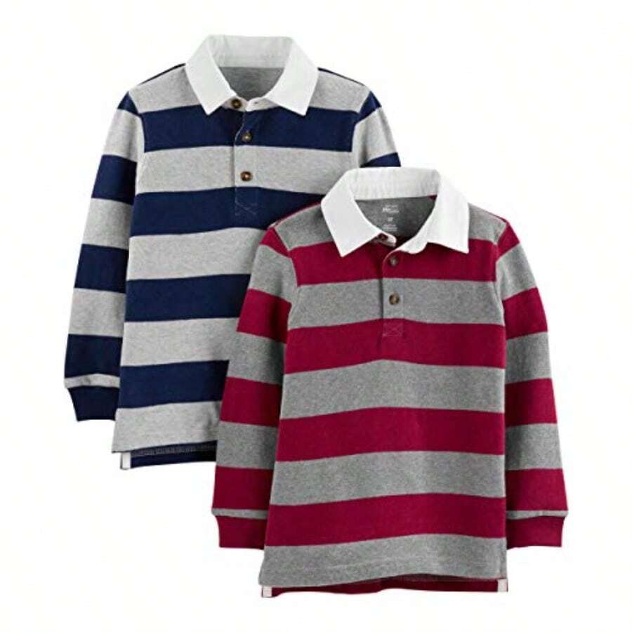 Simple Joys by  Paquete de 2 Camisas de Rugby de Manga Larga a Rayas Conjunto de Playera Niños - 2 años - Ver 1