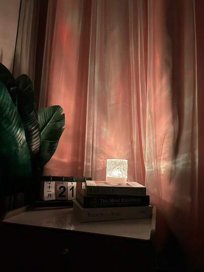 1pc Modern 16-Color LED Wave Pattern USB Remote Touch Control Round Artistic Atmosphere Lamp, With Touch/Remote Control, Dimmable Ambient Lighting, Glass Art Decor Lamp, Starry Sky Atmosphere Light Suitable For Bedroom And Ceiling Decoration, High-Quality Material And Craftsmanship, Perfect For Bedroom, Living Room, Wedding Party, Birthday Surprise Gift