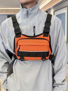 大容量多功能战术背心包，多口袋设计，带反光条，柔软轻便的男士多功能背包 - 彩色 - 查看 4