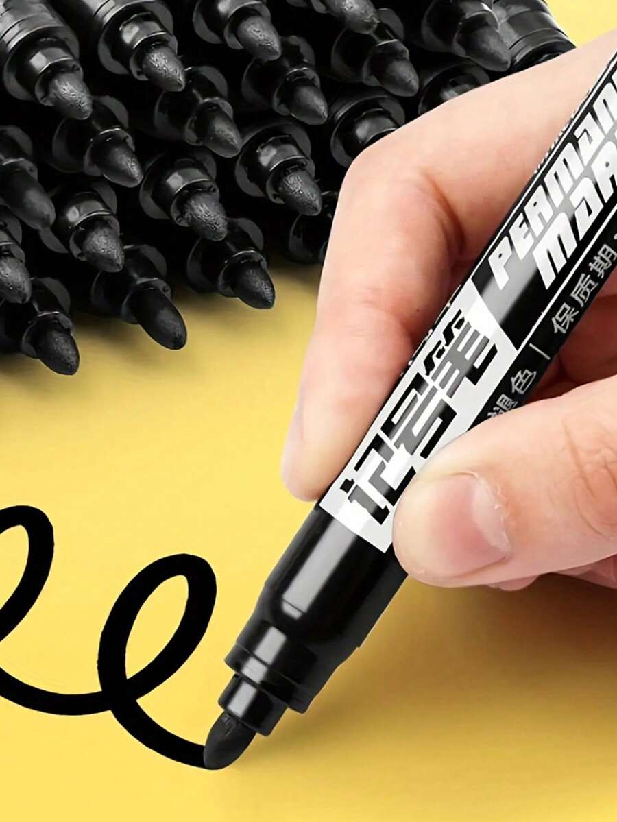 Permanent Markers In Packs Of 20/15/10/5/1. 5.5-Inch. (Black, Blue, And Red Ink Available) High-Capacity Oil-Based Marker, Waterproof Black Ink, 5.5-Inch. For Express Delivery Marking, Student Stationery, And Logistics Marking. Refillable, For Logistics Use, Large-Tip Marker, Quick-Drying, High-Capacity.