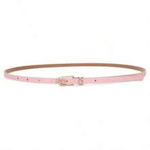 Black Thin Waist Belt, Decorative Accessory For Women's Dresses, Fashion Leather Belt, Korean Style Versatile Waist Chain - Pink - View 4