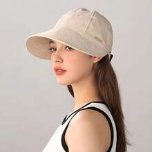 Women's Lightweight Foldable Hat - Adjustable Wide Brim Hat, Face, Suitable 10+ Scenarios, Versatile And Stylish Spring And Summer (Beige/Black/Khaki/Brown), Daily Accessory, Breathable Fabric - 米色 - 查看 4