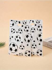 50/30/10/5pcs Football Themed Gift Bags, Plastic Tote Bags With Football Pattern Design, Suitable For Birthday Party Supplies, Fashion Shopping Bags, Anniversary Gifts Packaging, Best Gift For Football Fans, Football Match Souvenir Bags - Black and White - View 5