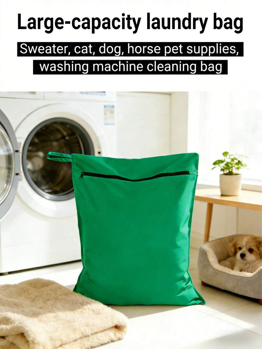 Thick & Durable Pet Laundry Bag - Extra Thick Anti-Tear Pet Hair Collection Bag For Washing Machine And Dryer, Reusable Large Mesh Laundry Bag For Pet Bedding, Blankets, Towels, Cat Hair Remover - Green - View 1