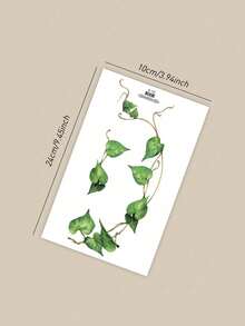 1pc Green Leaf & Vine Pattern Temporary Tattoo For Women, Suitable For Daily, Party, Festival, Arm, Chest, Abdomen, Back, Body Decorative - Lá to - Xem 6