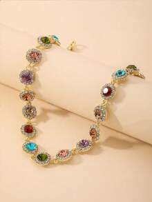 1 pieza Collar con rhinestones de colores [Rhinestones artificiales, el color varía aleatoriamente] - Multicolor - Ver 5