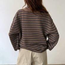 Argeousgor Y2k - Camisa de rugby a rayas para mujer manga larga con cuello playera de polo preppy para niñas ropa de calle - Hermoso caqui. - Ver 4