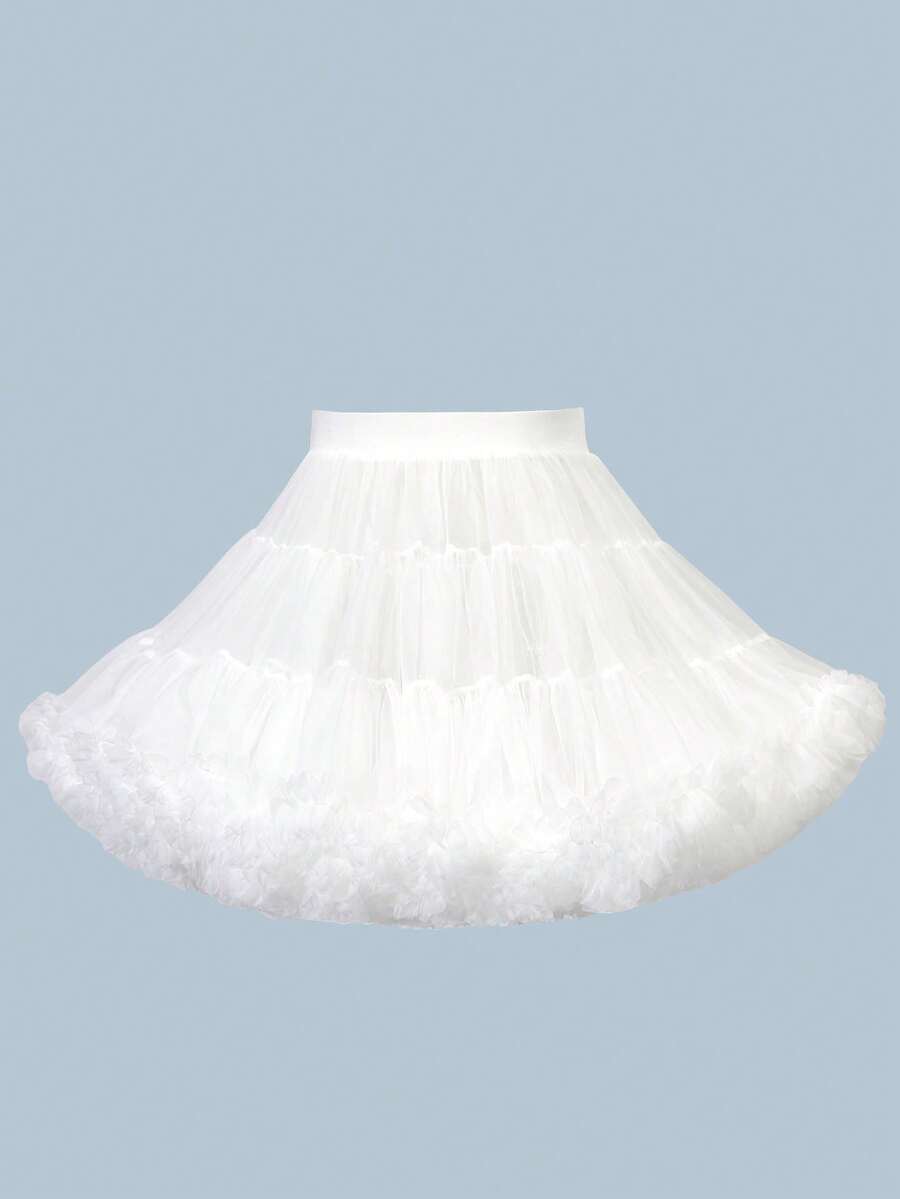 1pc Black Baroque Fashion Mini Skirt, Versatile For Bride, Party, Halloween,Summer,Beach,Wedding,Festival,Birthday - White - View 1
