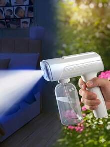 XO Lab Nano-Spray Gun, Handheld Household Nano-Atomizer, Blue Light Atomizer, Wireless Sprayer W/ 268ml Bottle, Suitable For Household Cleaning And Watering Plants And Trees, Lightweight And Powerful - White-1Pc - 查看 1
