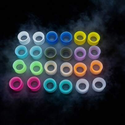 20pcs Fashion Small Design Random Color Candy Punk Style Silicone Ear Gauges Tunnels, Gift