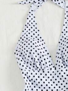 Maiô Feminino, Elegante e Sexy Estampa de Bolinhas Vermelhas com Alças Acolchoadas e Shorts, Adequado para Férias, Praia, Natação, Esportes, Adequado para Outono/Inverno e Primavera/Verão (SS26) Branco - Branco - Visão 8