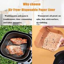 50Pc Air Fryer Disposable Paper Liner, Square  Baking Paper Liner, Suitable For Air Fryer, Microwave Oven, Oven, Frying Pan, Oil-Proof, Waterproof, Non-Stick - 預設 - 查看 4