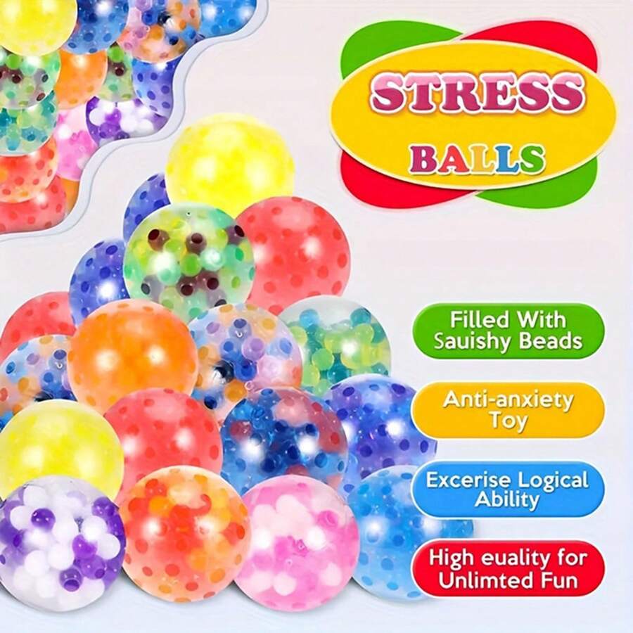 5pcs-20pcs Squishy Stress Relief Water Bead Ball, 3.5cm TPR Soft Rubber Squeeze Toy - Made Of Selected Materials, Suitable For Work, Study, Stress Relief And Emotion Adjustment, Also Applicable For DIY, Multi-Functional And Practical