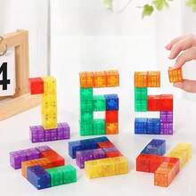 24pcs Colorful Acrylic Gem Cubic Building Blocks, Transparent Rainbow Stacking Puzzle Toy, Christmas Stocking Stuffers - Multicolor - View 10