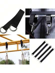 Durable Outdoor Camping Hammock Tree Straps Set, With 2 Safety Buckles, Suitable For Various Outdoor Swings, Hammocks And Playground Accessories, Perfect For Outdoor Camping Parties - Black - View 3