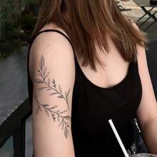 1张防水防晕染纹身贴纸，PVC仿藤蔓图案，适合日常使用 - 黑色 - 查看 2