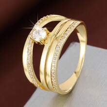 1 chiếc nhẫn nữ bản rộng thiết kế hình học tối giản đính đá Cubic Zirconia. - Nhiều màu - Xem 10