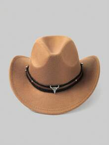 Mũ cao bồi miền Tây unisex, kiểu Fedora vành cuộn cổ điển, kèm thắt lưng có khóa. - Nhiều màu - Xem 7