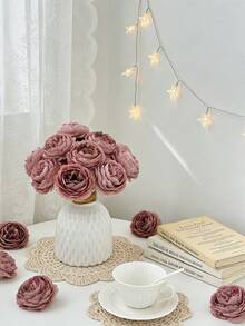 6/24 Pcs Artificial Peonies With Stems, For Wedding Party Decoration, Cake Decoration, Home Living Room Dining Table Ornament, Fake Plants, Autumn Decoration, Room Decoration, Desk Decoration, Garden Decoration, Etc. - Multicolor - View 2