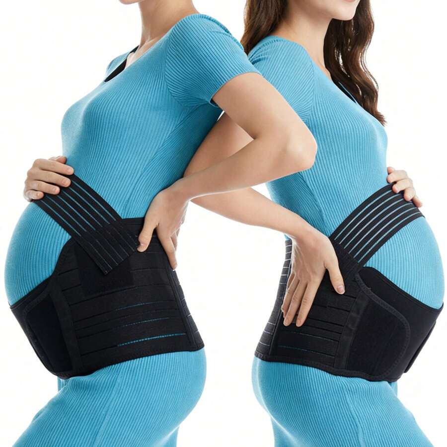 1pc Maternity Belly Support Band, Breathable Abdominal Compression Belt For Pregnancy, Full Elastic Waistband, Adjustable & - A - View 1