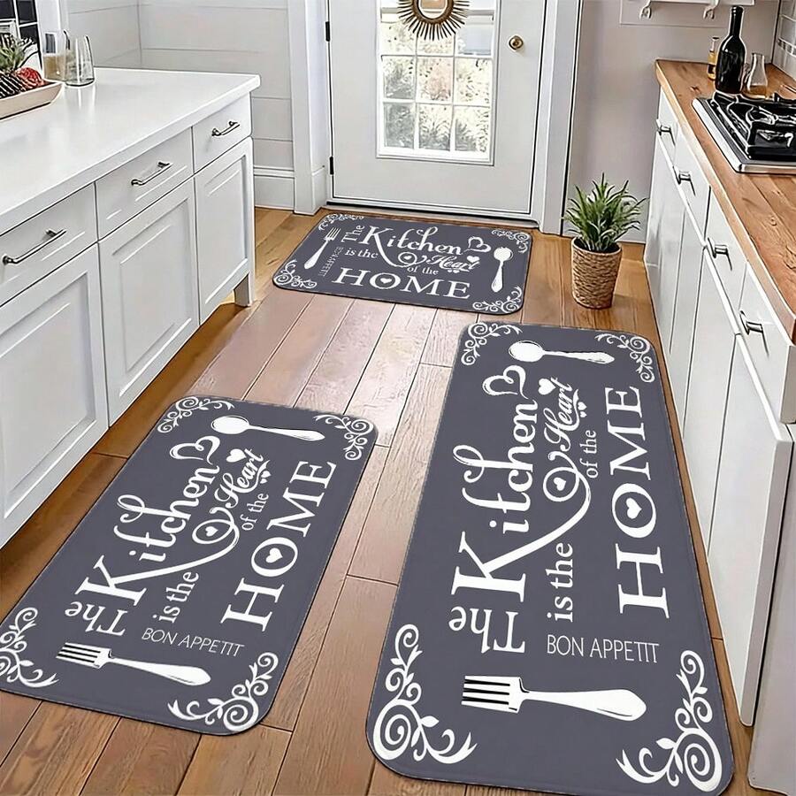 1/2/3pcs Farm Style Anti-Fatigue Kitchen Mat, Washable Kitchen Rug, Bathroom Carpet, Suitable For Kitchen, Sink, Living Room, Bedroom, Laundry Room, Office, Home Decor, Fit For Front Door, Living Room, Bathroom, Room, Home & Bedroom