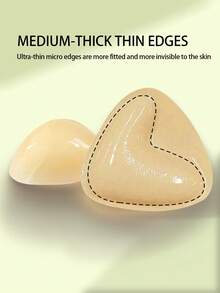 2片装女士隐形双面硅胶粘性胸垫，可重复使用，上托提拉，防水加厚衬垫，适用于比基尼、泳衣和无肩带文胸 - 彩色 - 查看 4