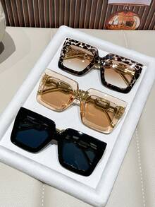 3pcs Unisex Fashionable Y2K Style Beach Summer Square Frame Versatile Personalized Photo Eyeglasses - A - View 1
