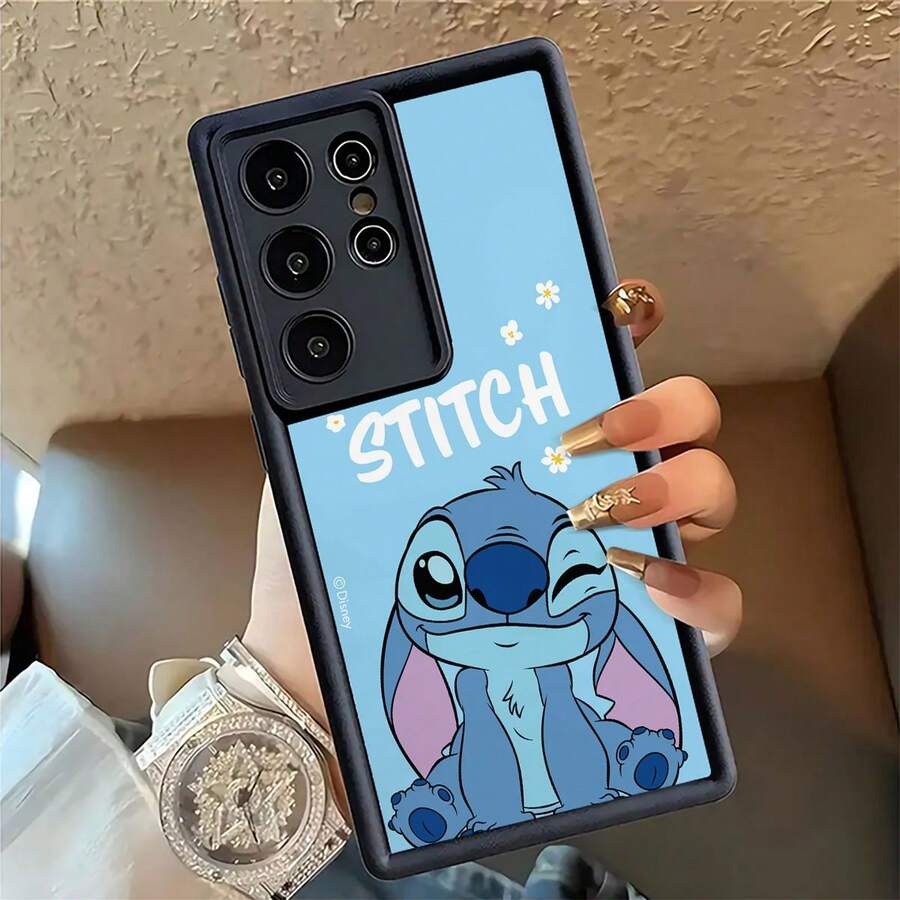 Miniso 名创优品迪士尼史迪奇眨眼蓝色TPU手机壳，“STITCH”字母保护套，适用于三星S26 Ultra/S26 Edge/S26 Plus/S26/S25 Ultra/S25 Plus/S25/S25FE/S25Edge/S24 Ultra/S24 Plus/S24/S24FE/S23FE/S23 Ultra/S23 Plus/S23/S22 Ultra/S22 Plus/S22/S21 Ultra/S21 Plus/S21/A15/A16/A17/A23/A24/A25/A26/A33/A34/A35/A36/A52/A53/A54/A55/A56/A71/A72/A73/圣诞礼物/女朋友 - 黑色 - 查看 1
