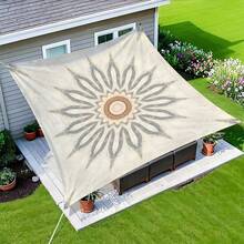 1pc Digital Printed Sun Shade Canopy, Patio Sun Shade Sail, Vintage Sunflower Pattern, Fade-Resistant, Quality Polyester Fabric, Sturdy , Comes With Fixing Ropes, Washable, Suitable For Outdoor, Patio, Camping, Beach - A - View 13