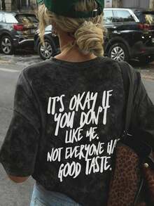 sommer outfit damen Damen-Sommer-Tops, Neues Lässiges Rundhals-Kurzarm-T-Shirt, Einfaches Modisches Amerikanisches Cool-Attitude-Buchstabenmuster, Vielseitiges Stilvolles Damen-Top in Weiß t shirt damen - Schwarz - Übersicht 12
