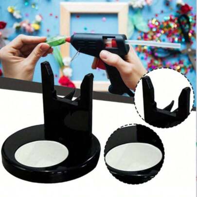 1 cái giá đỡ súng bắn keo nóng màu đen có miếng lót chống nhỏ giọt, giá đỡ súng bắn keo chịu nhiệt dùng cho đồ thủ công DIY và lưu trữ.