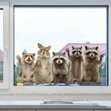 Realistische Waschbär- und Kaninchen-Statische Haftaufkleber für Fenster, süße Tier-Glastür-Aufkleber; Guckende Katze Fensteraufkleber, niedliche Kätzchen Glastür- und Fenster-Heimdekoration - Fensteraufkleber - Übersicht 6